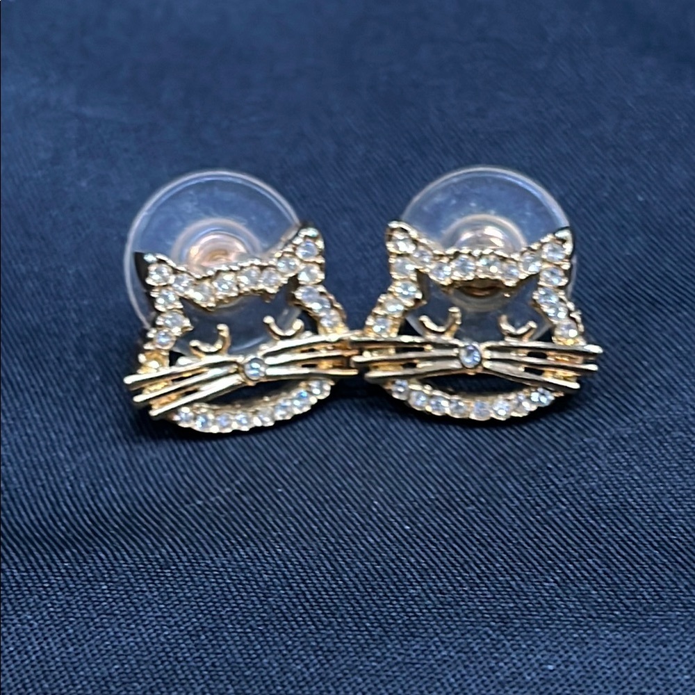 Rhinestone Kitty Cat Earrings